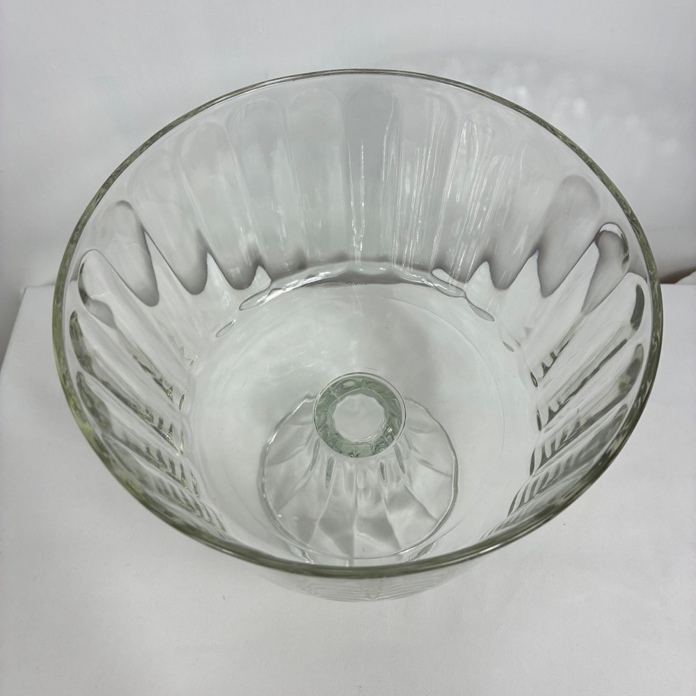 Clear Glass Footed Trifle Bowl Ribbed Paneled Pedestal Dessert Serving Dish - Picture 5 of 5